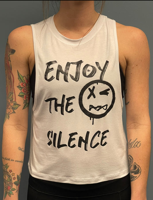 Women’s White "Enjoy the Silence" Muscle Tank