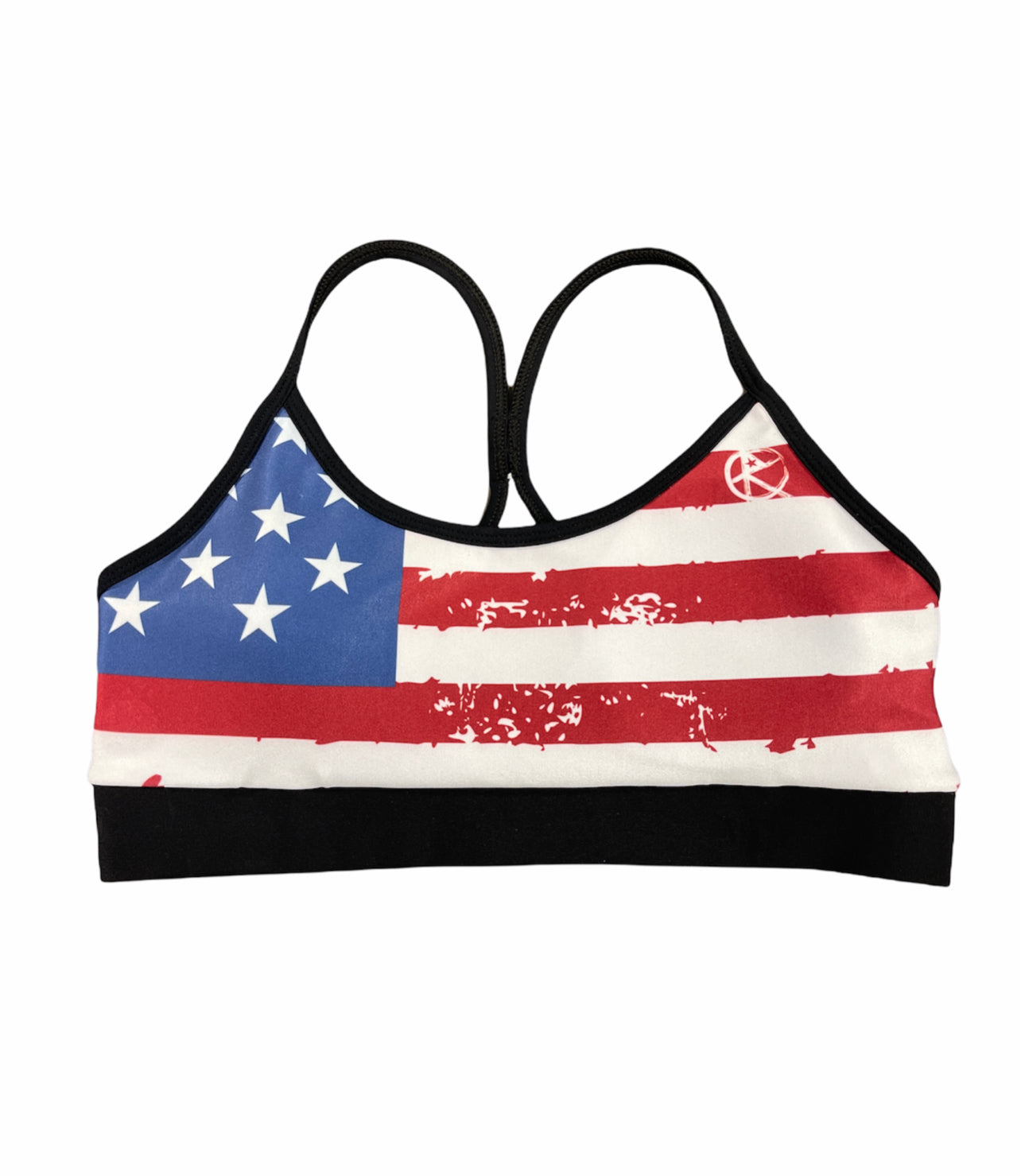 Paint Splattered American Flag, Women's Padded Sports Bra